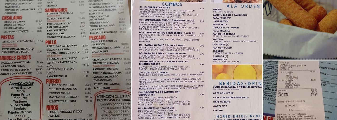 Chico's Restaurant Menu