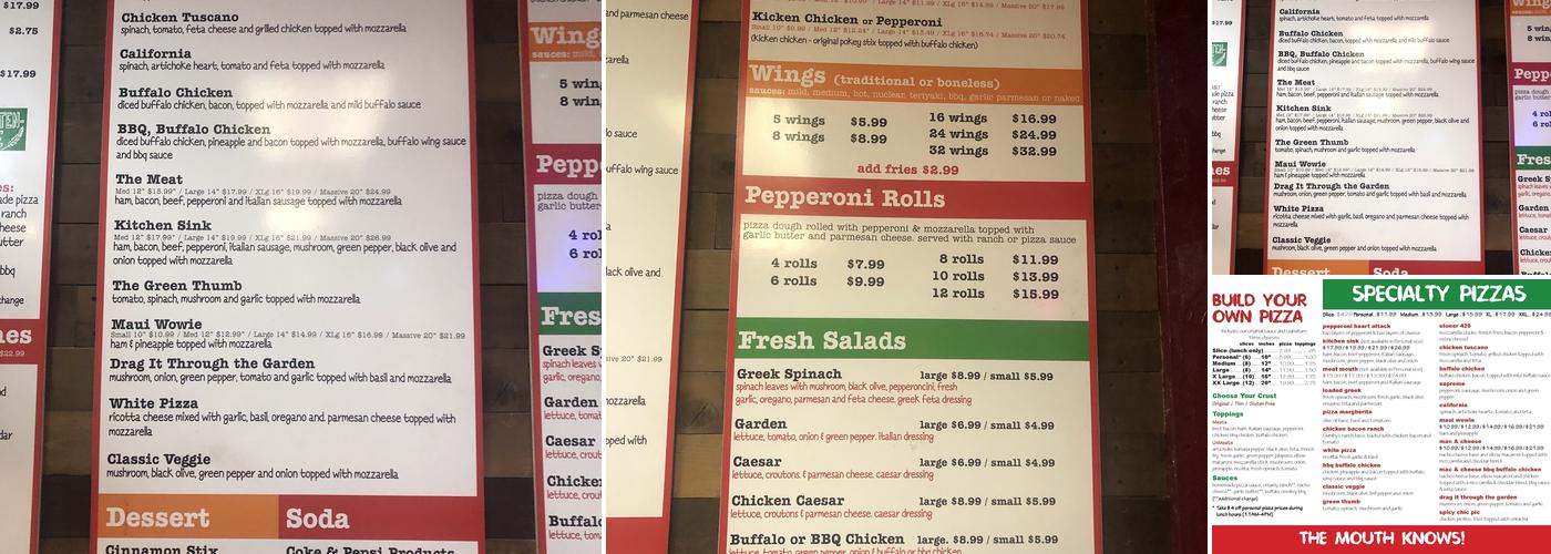 Pizza Mouth Menu