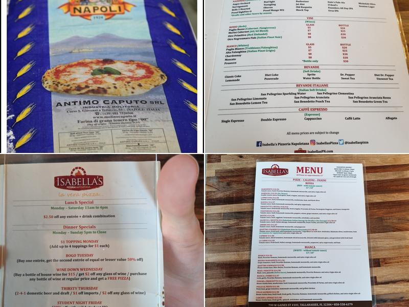 Isabella's Pizzeria Napoletana Menu