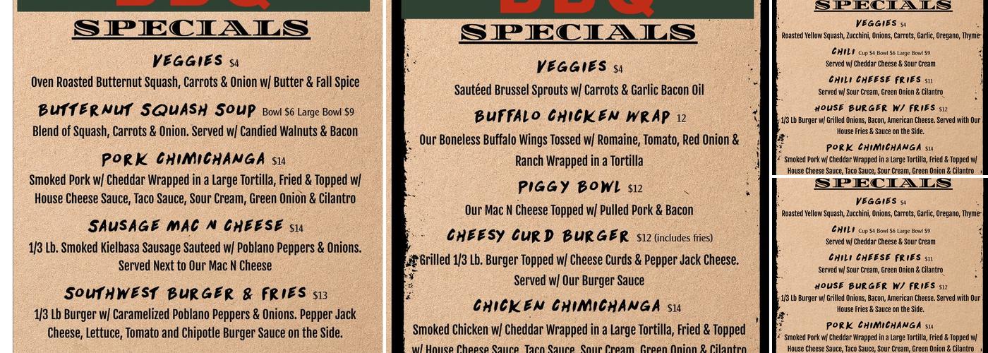 Old Armory BBQ Menu