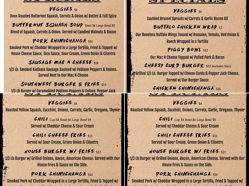 Old Armory BBQ Menu