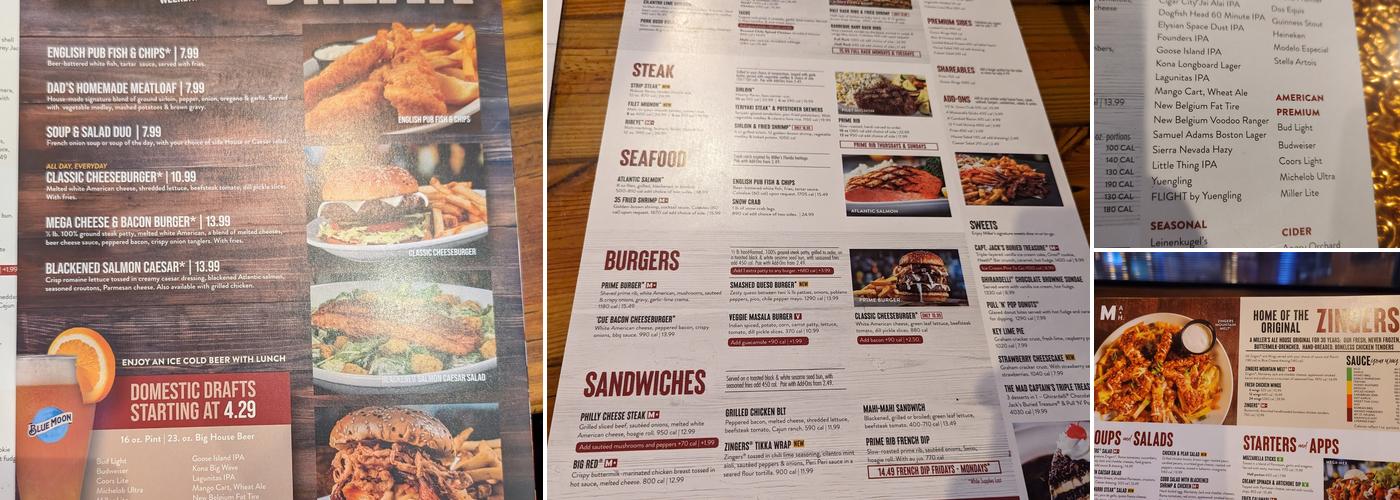 Miller's Ale House Menu