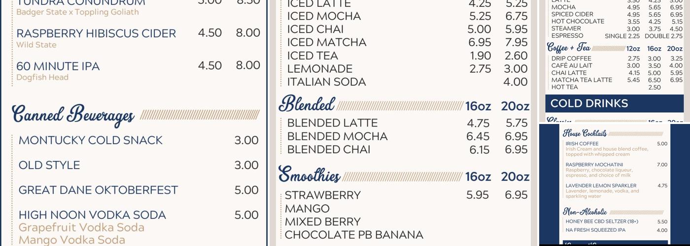 Grounded Patio Cafe Menu