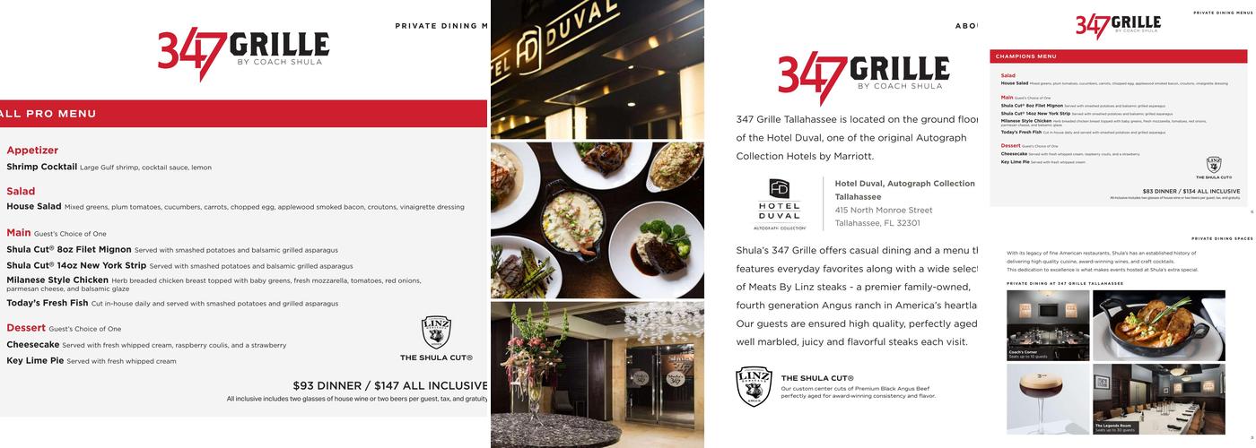 347 Grille by Coach Shula Menu