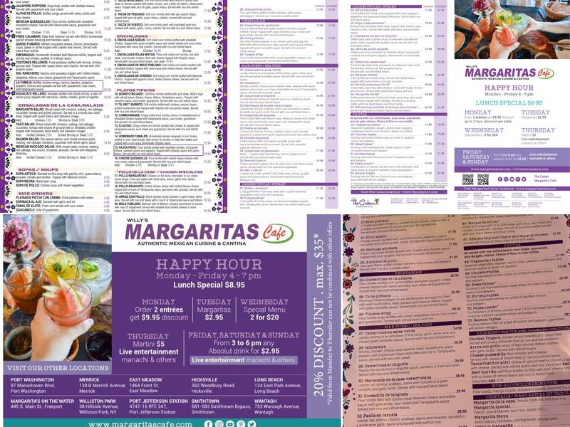 Margaritas Cafe Menu