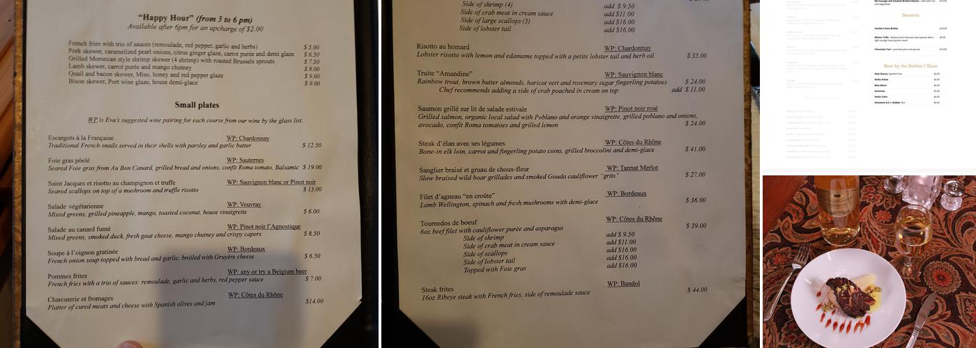 Le Chateau Menu