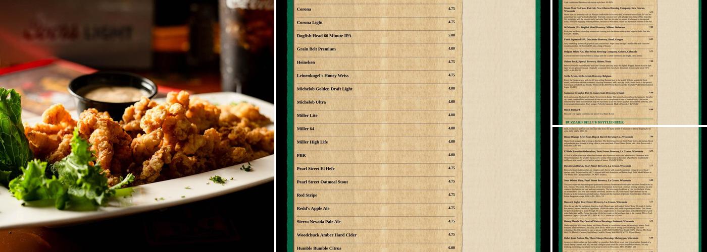 Buzzard Billy's Menu