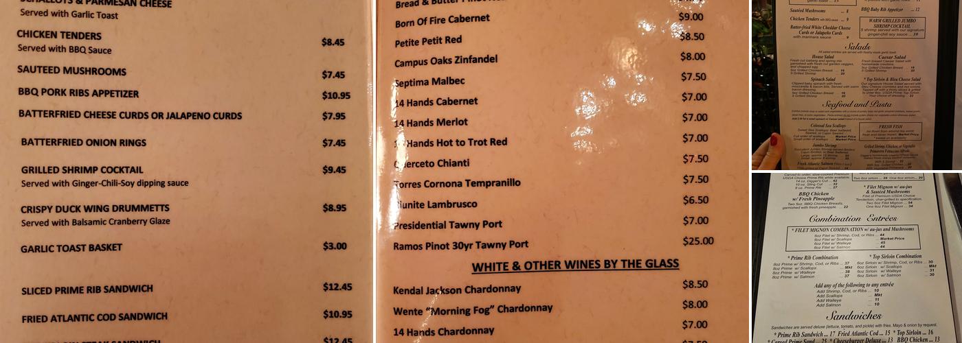 Digger's Sting Restaurant Menu