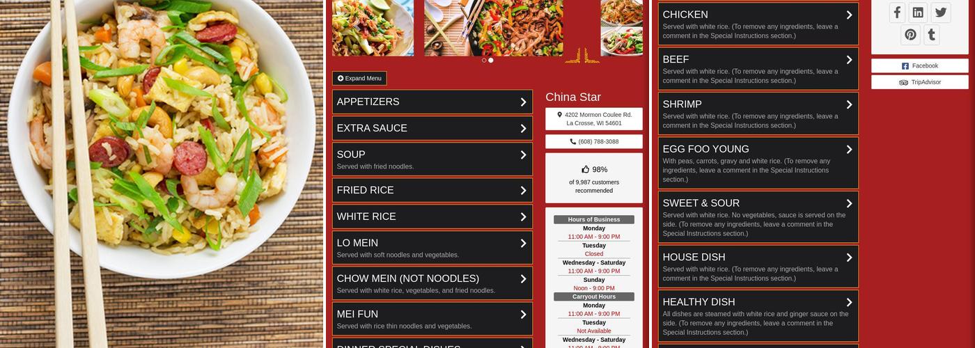 China Star Menu