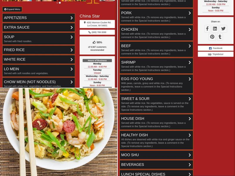 China Star Menu