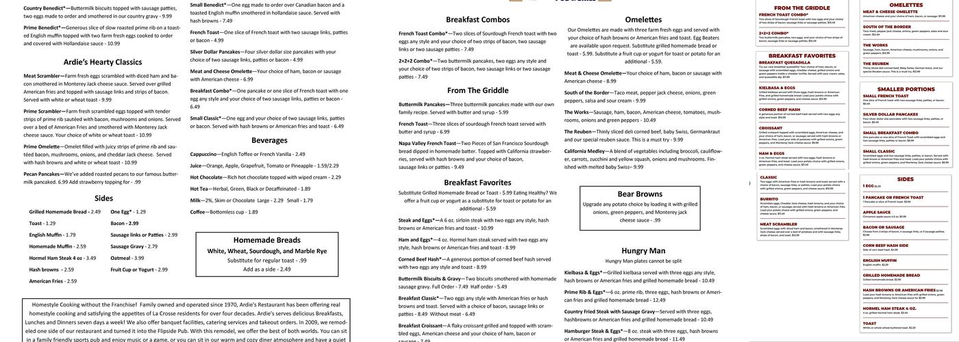 Ardies Flipside Pub & Grill Menu