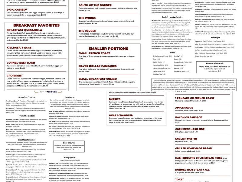 Ardies Flipside Pub & Grill Menu