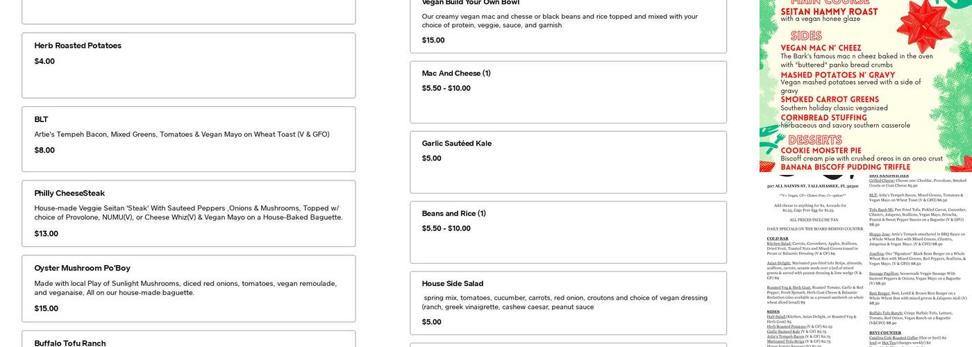 The Bark Menu
