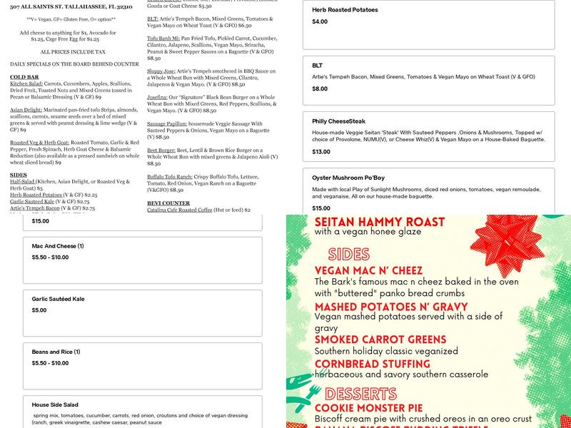 The Bark Menu