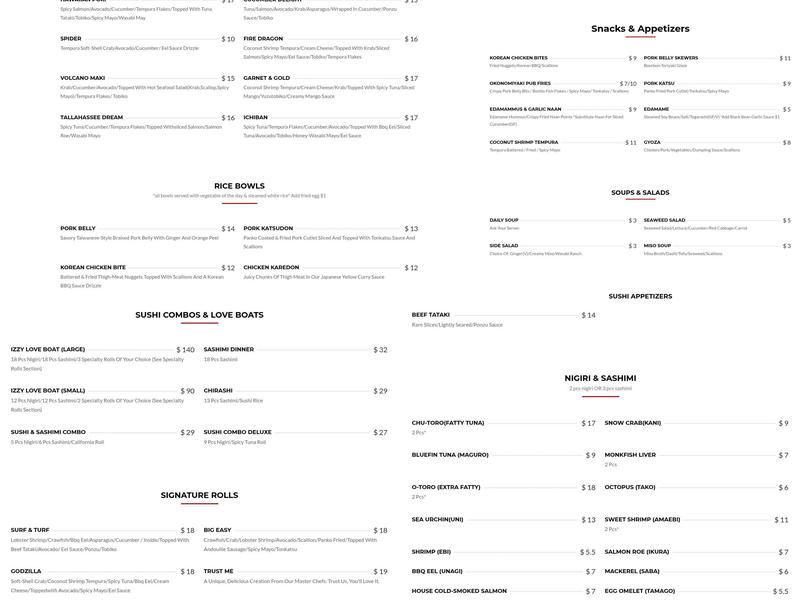 Izzy Pub & Sushi Menu