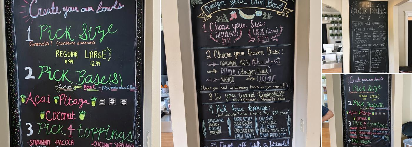 The Good Berry Açaí Bowls Menu