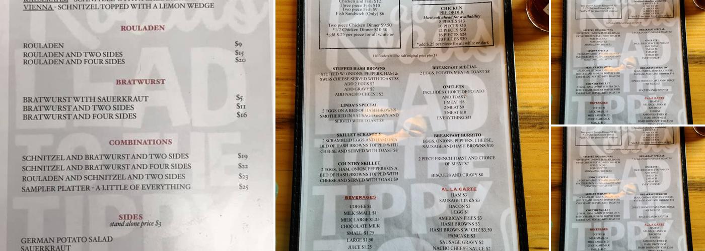 Tippy Toe Inn Menu