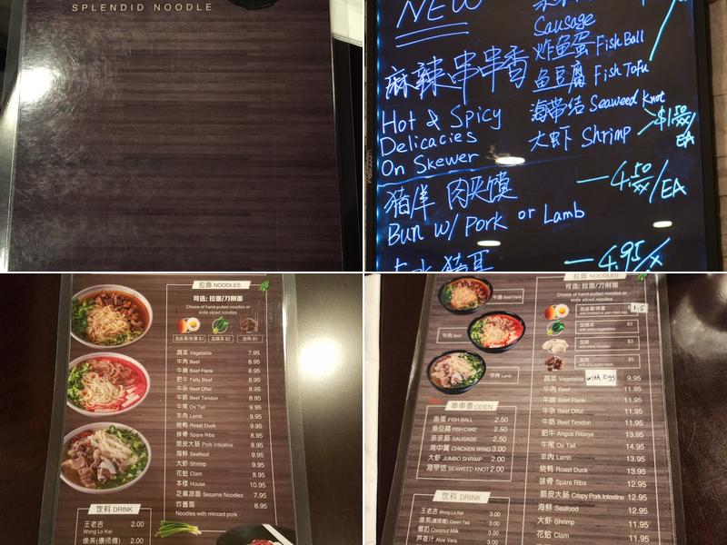 Splendid Noodle Menu