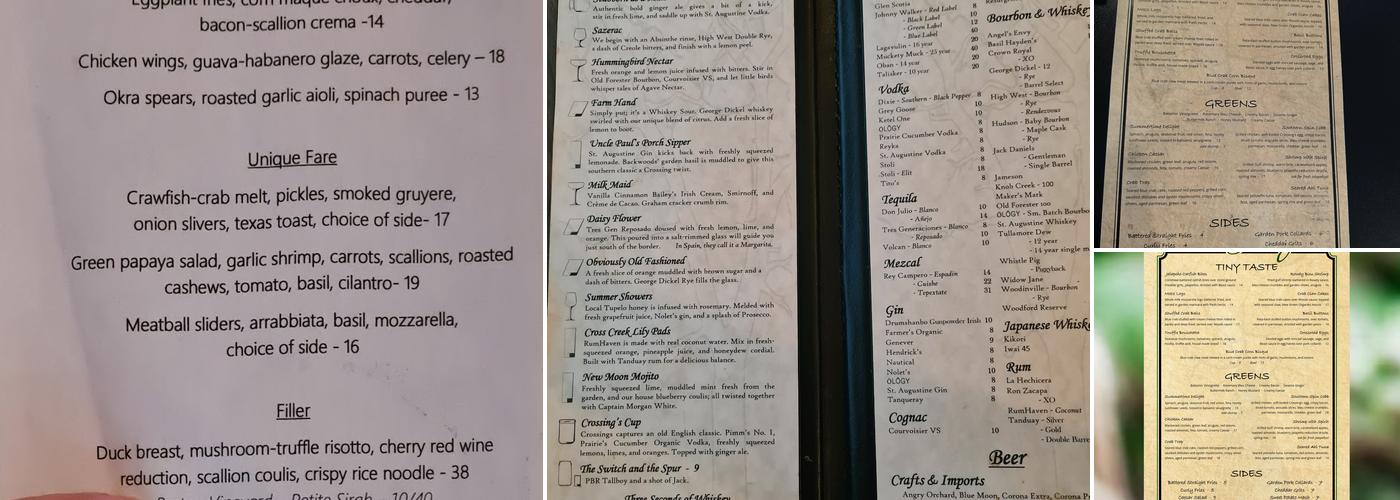 Backwoods Crossing Menu