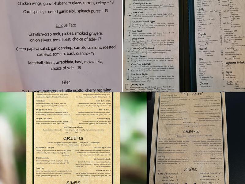 Backwoods Crossing Menu