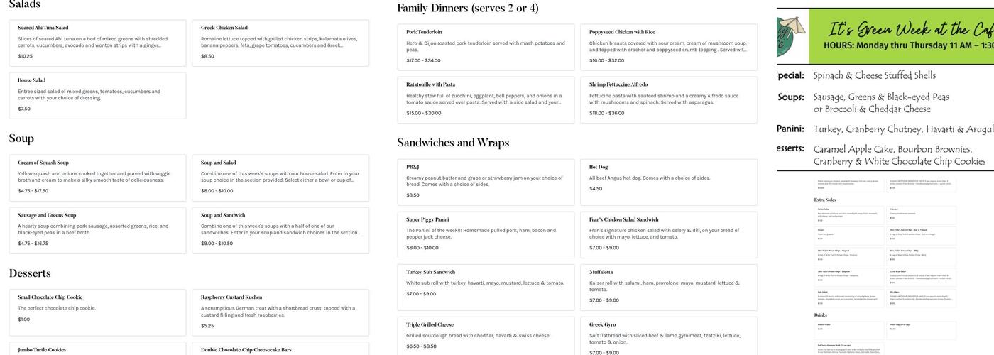 The Lively Café at St. John's Menu