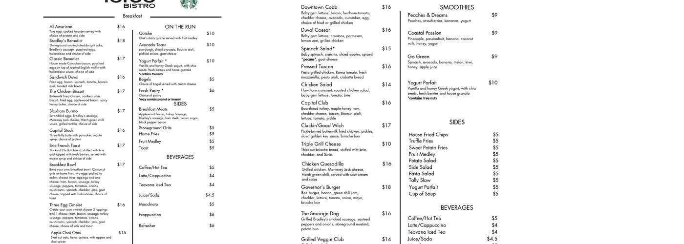 LeRoc Bistro Menu