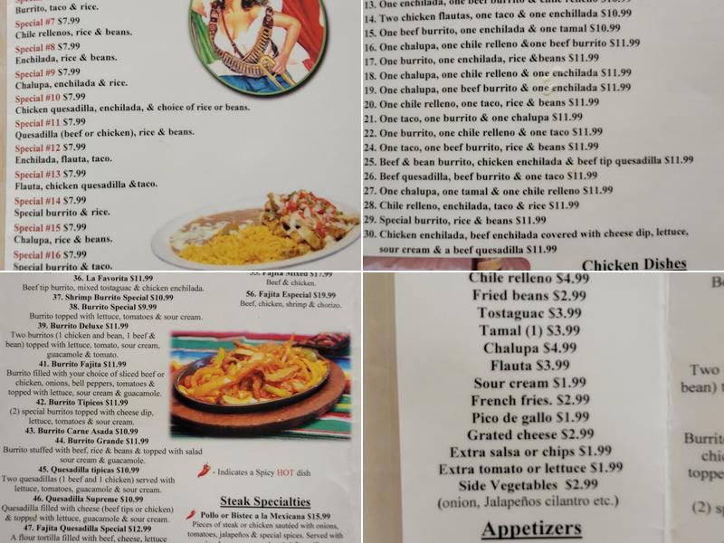 Cinco De Mayo Mexican Restaurant Menu