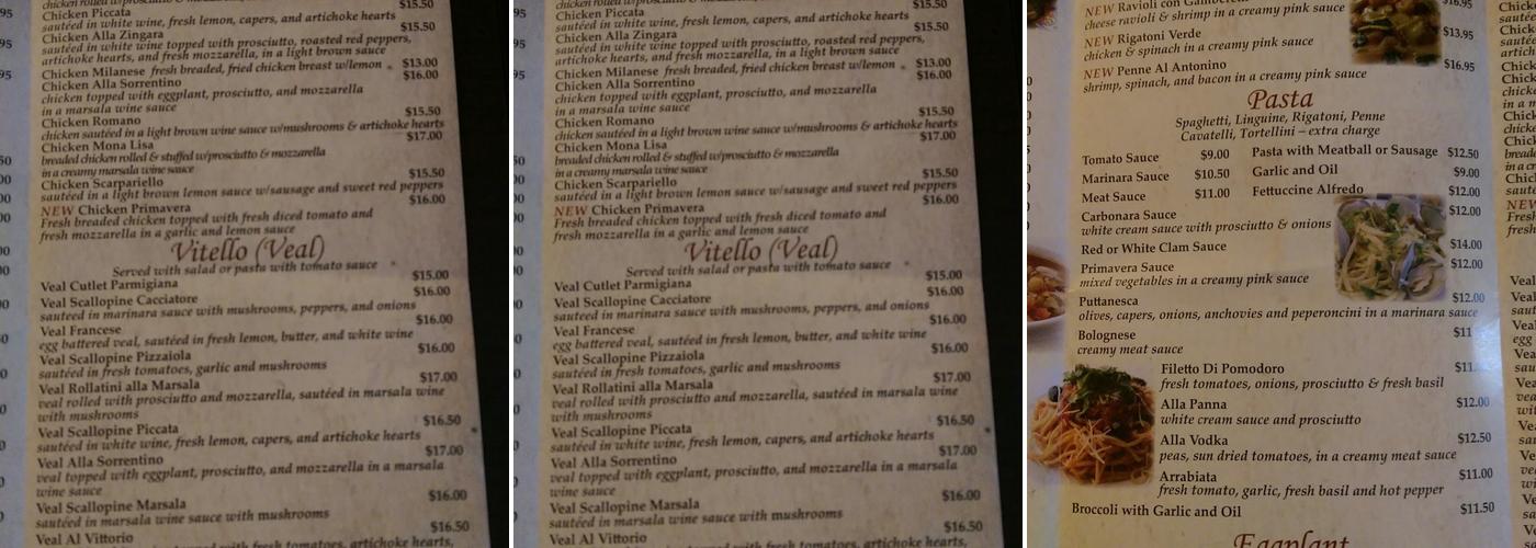Tony's Pizzeria and Restaurant Menu