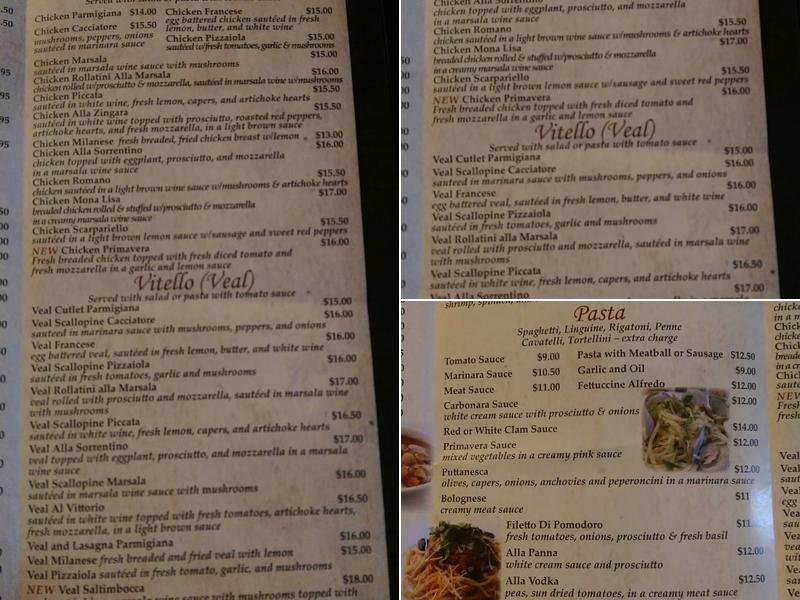 Tony's Pizzeria and Restaurant Menu