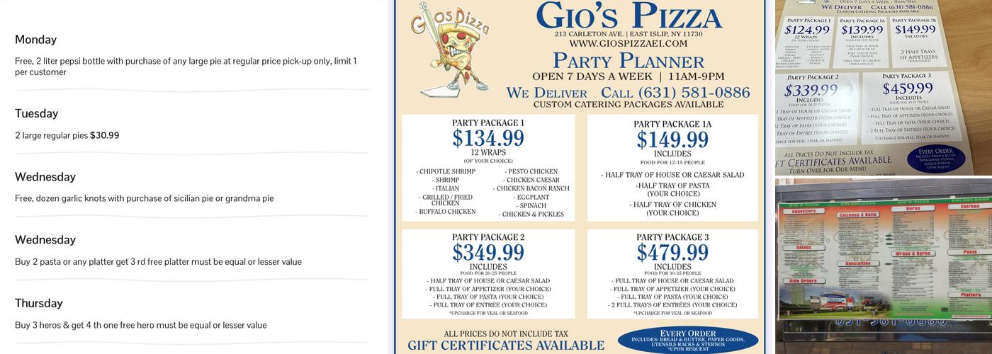 Gio's Pizza Menu