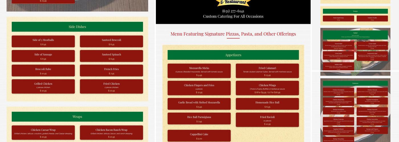 Bellina's Pizza and Restaurant Menu