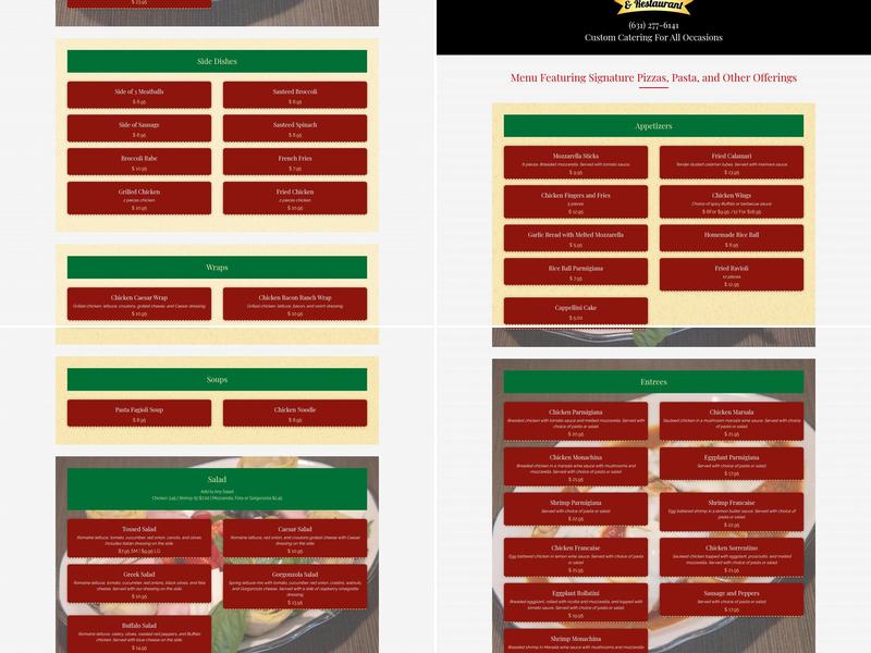 Bellina's Pizza and Restaurant Menu