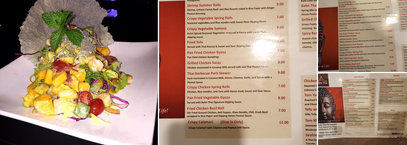 Bahn Thai Restaurant Menu
