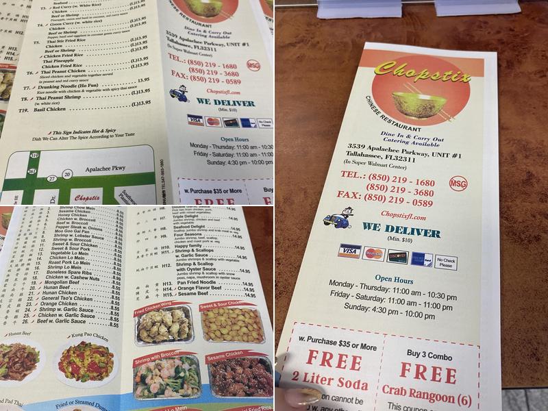 Chopstix Chinese Restaurant Menu