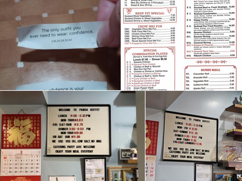 Panda Buffet Menu