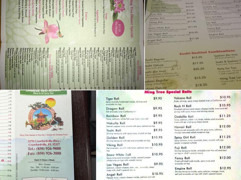 Ming Tree Garden Menu