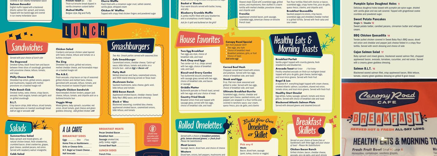 Canopy Road Cafe Menu