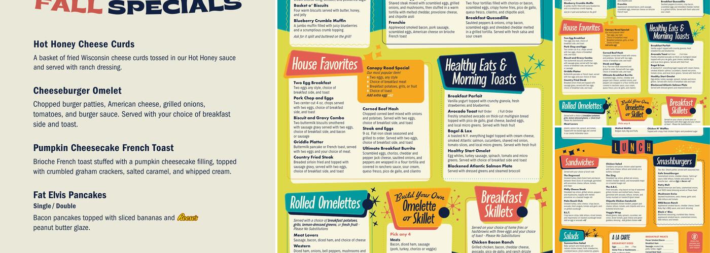 Canopy Road Cafe Menu