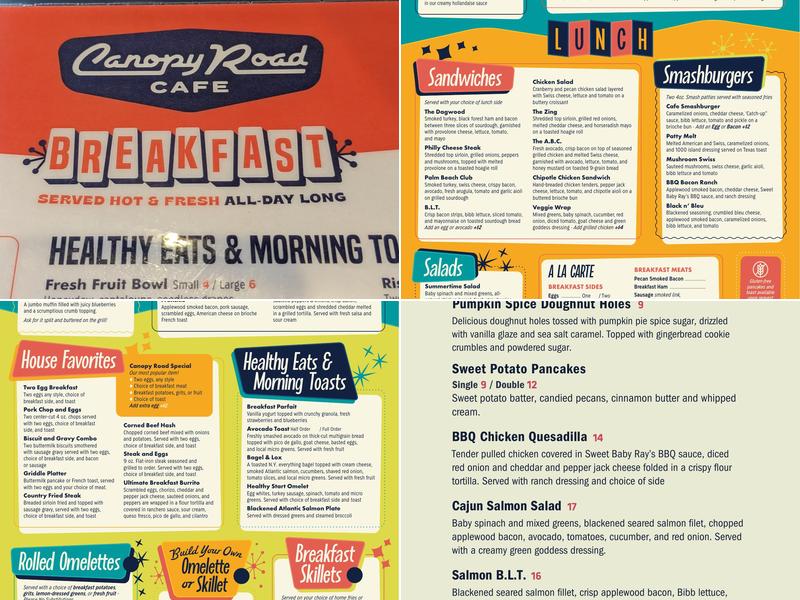 Canopy Road Cafe Menu
