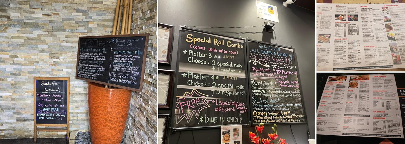 Nagoya Steakhouse and Sushi Menu