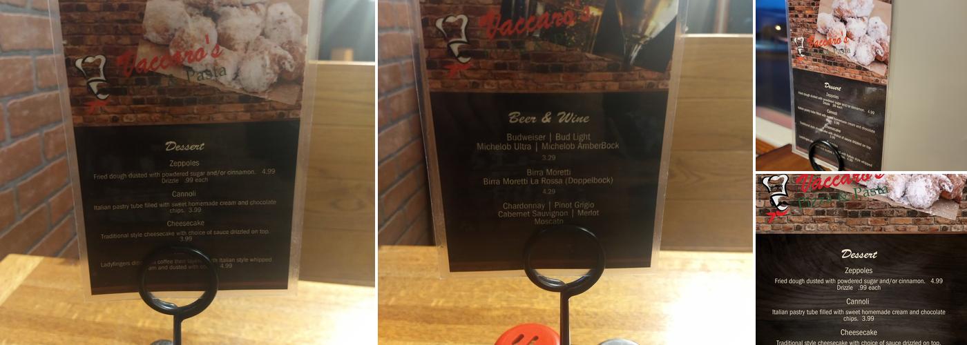 Vaccaro's Pizza & Pasta Menu