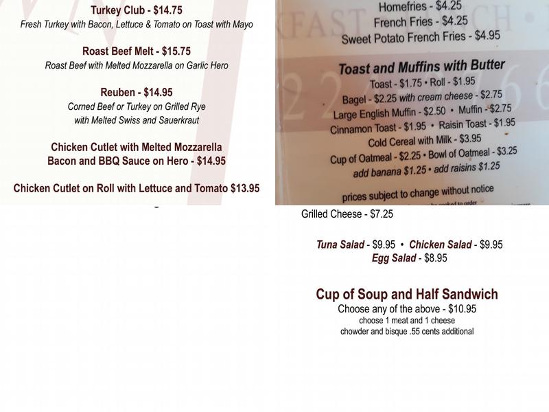 Hometown Cafe Menu