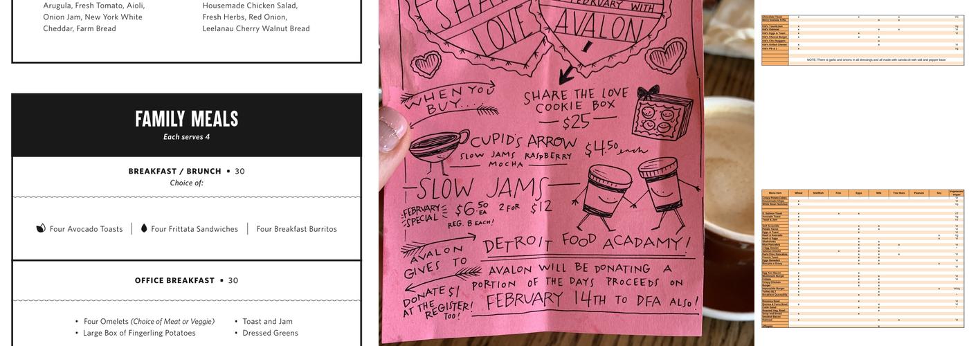 Avalon Cafe and Kitchen Ann Arbor Menu