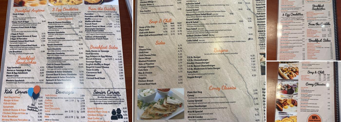 M & M Cafe Menu