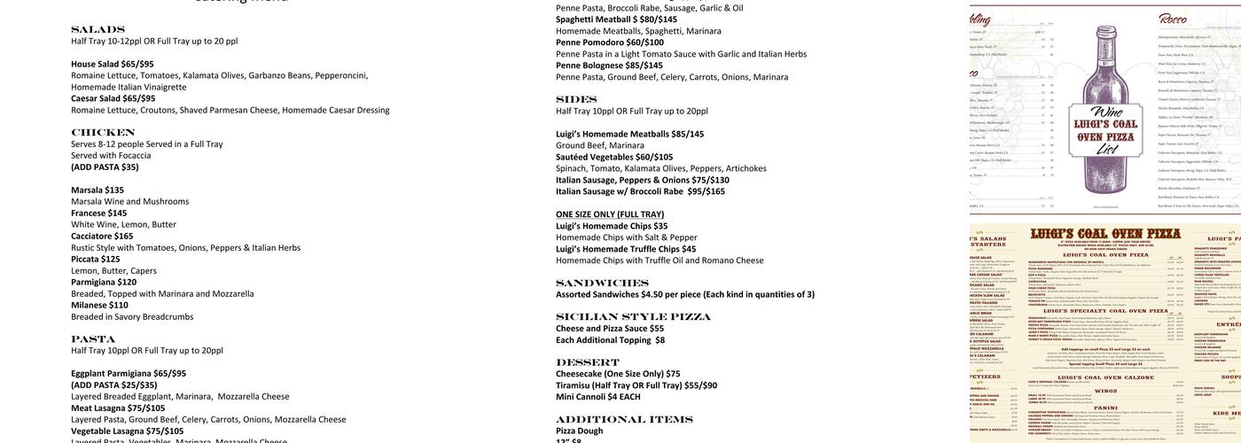 Luigi's Coal Oven Pizza Menu