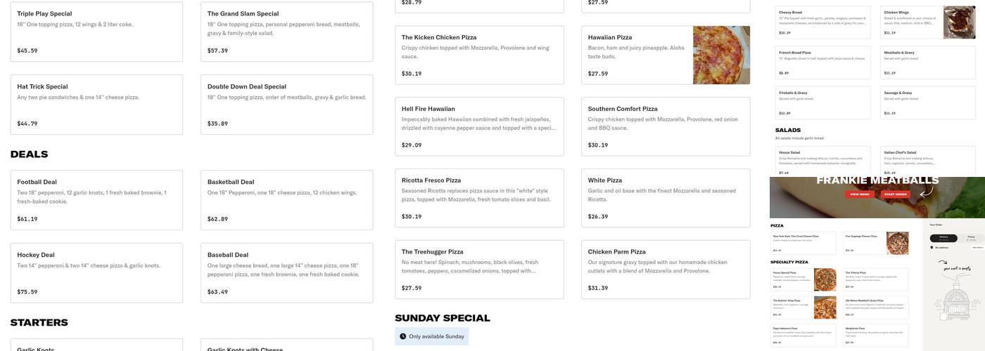 Pie-zan's Home of Frankie Meatballs Menu