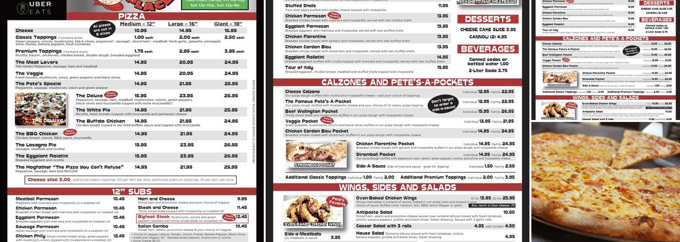 PETE'S A PLACE Menu