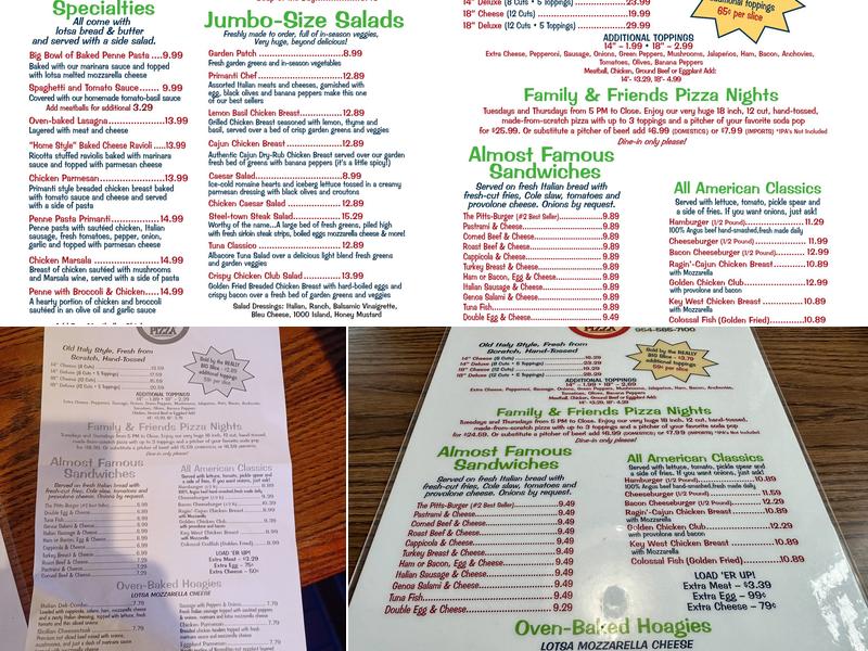 Primanti Bros. Menu