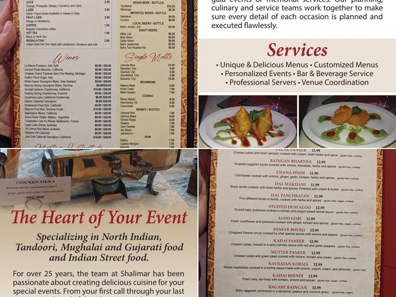 Shalimar Restaurant Menu