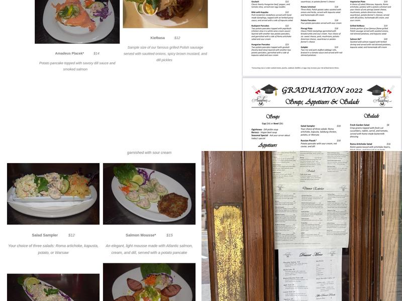 Amadeus Restaurant Menu